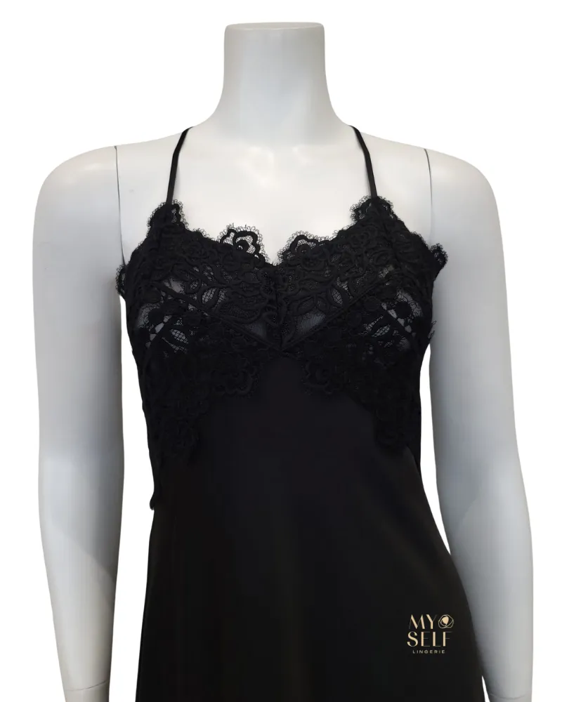 573 574 Black Rosey Chiffon Gown & Robe Set