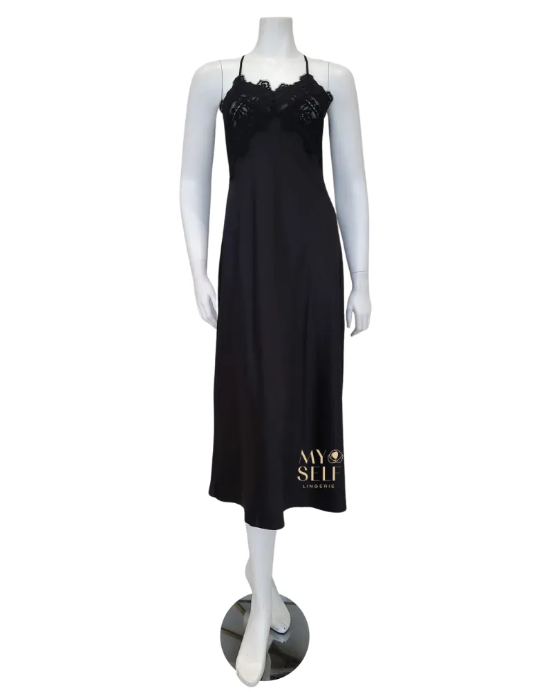 573 574 Black Rosey Chiffon Gown & Robe Set