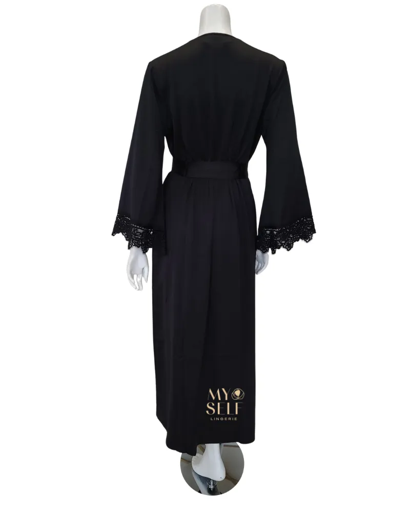 573 574 Black Rosey Chiffon Gown & Robe Set