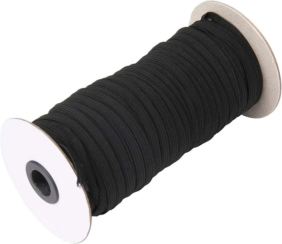 70-Yards Length 1/4" Width Black Braided Elastic Cord/Elastic