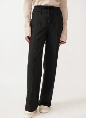 Amelie Pinstripe Straight-Leg Trouser