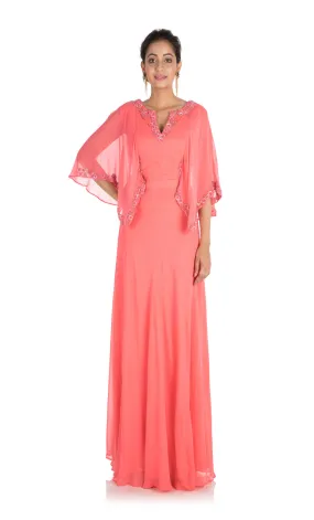 Anju Agarwal Candy Pink Backside Cape Gown