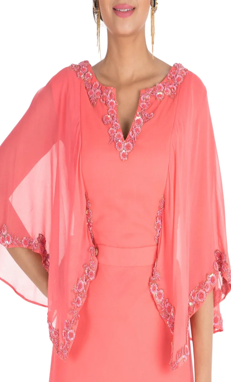 Anju Agarwal Candy Pink Backside Cape Gown