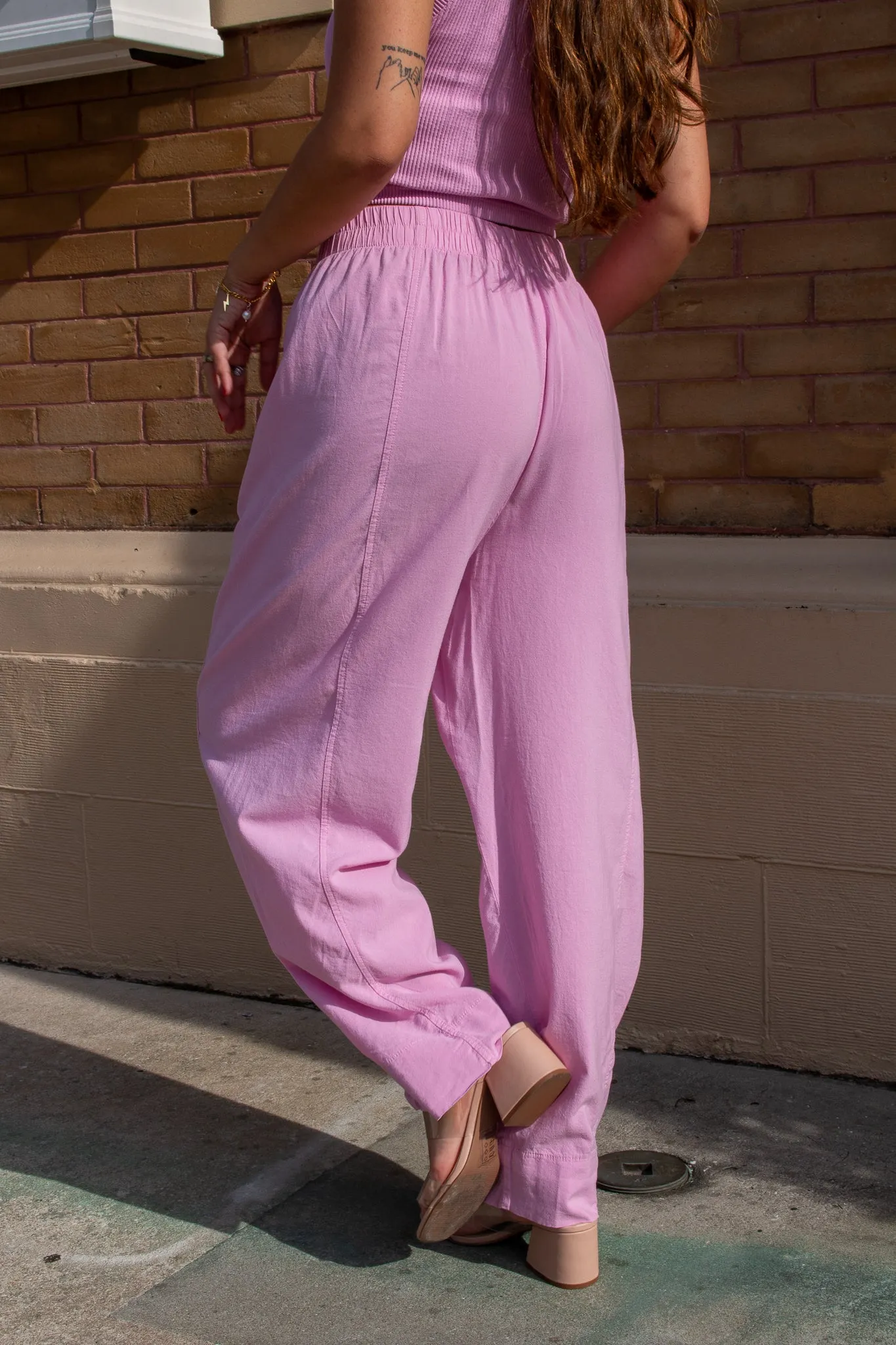 Arizona Elastic Waist Pants Pink