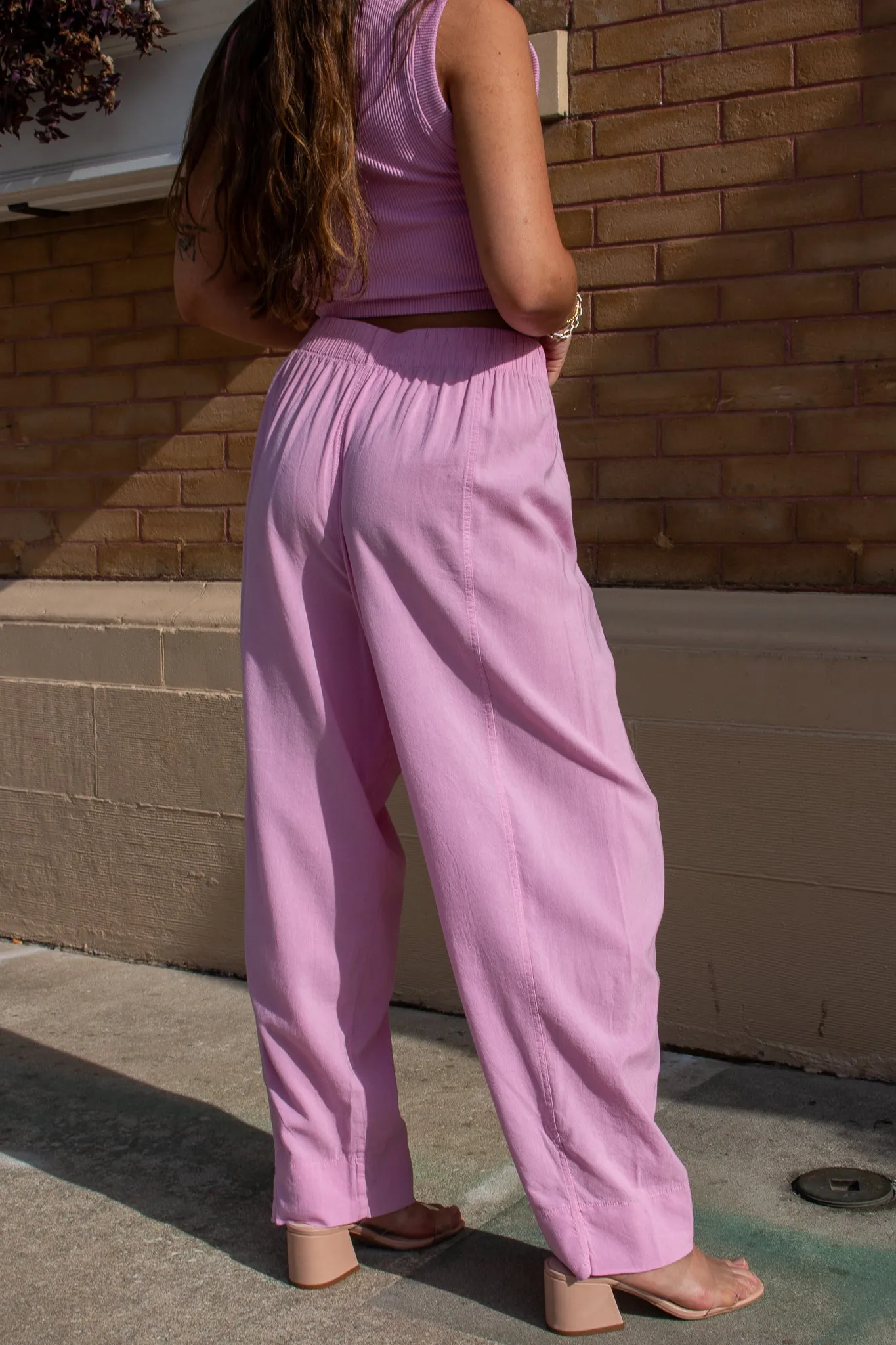 Arizona Elastic Waist Pants Pink