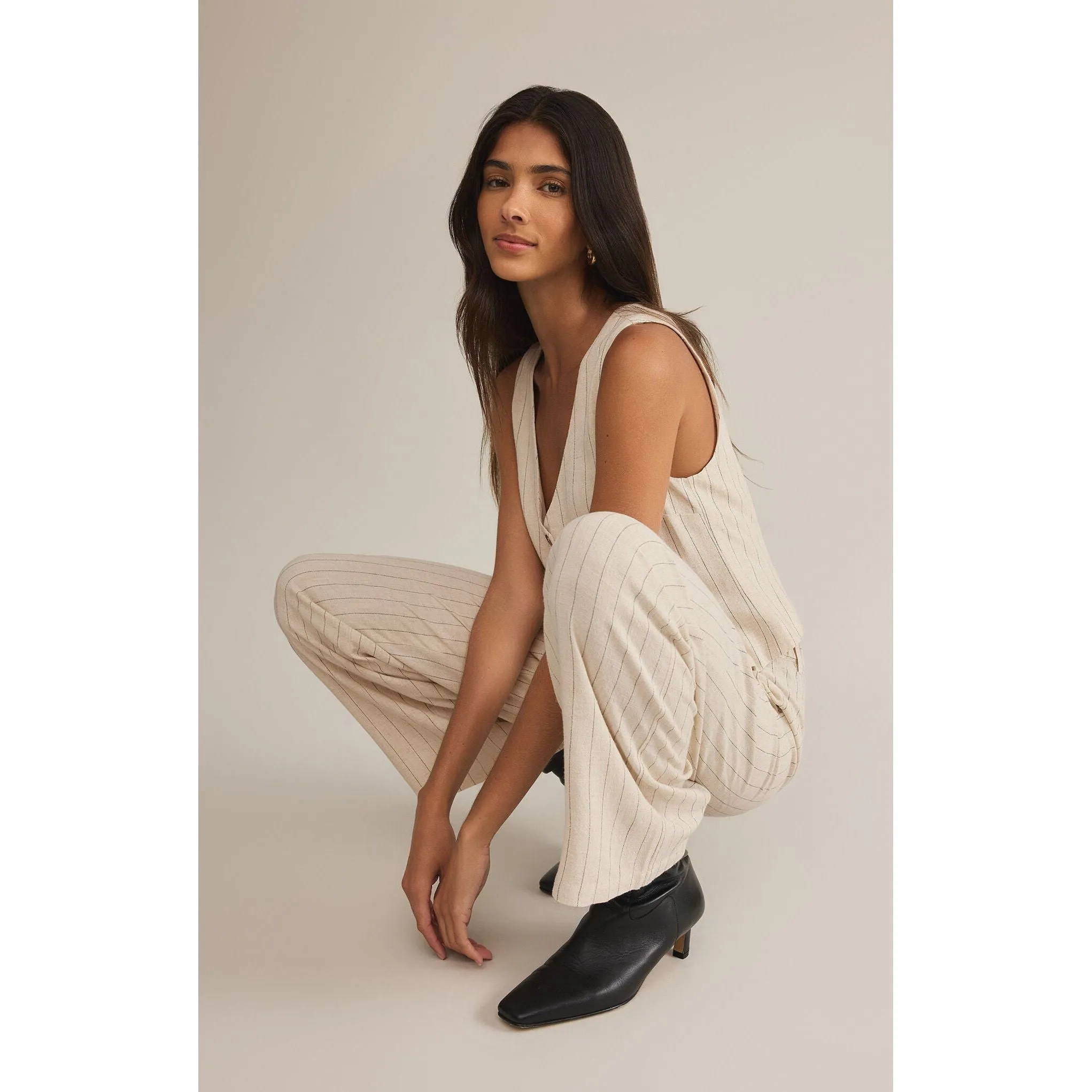 Belfort Pinstripe Vest in Flax