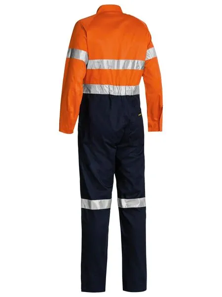 Bisley 2 Tone Hi Vis Lightweight Coveralls 3M Reflective Tape - Orange/Navy (BC6719TW)