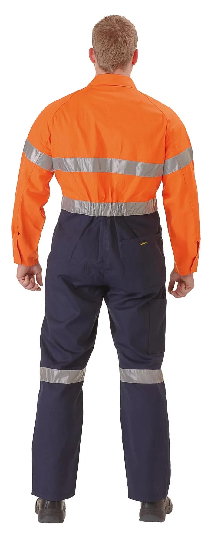 Bisley 2 Tone Hi Vis Lightweight Coveralls 3M Reflective Tape - Orange/Navy (BC6719TW)