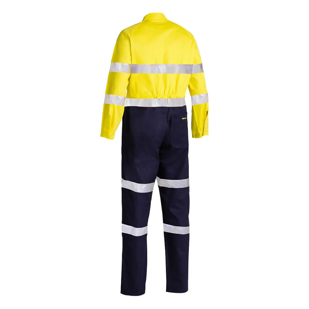 Bisley BC6357T Hi-Vis Taped Drill Coverall Yellow/Navy