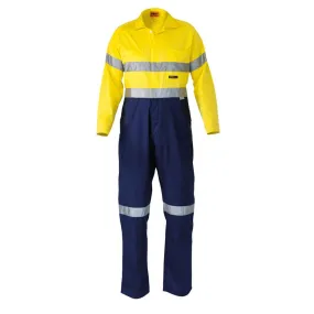 Bisley BC6719TW Hi-Vis Taped Lightweight Cotton Drill Coverall Yellow/Navy