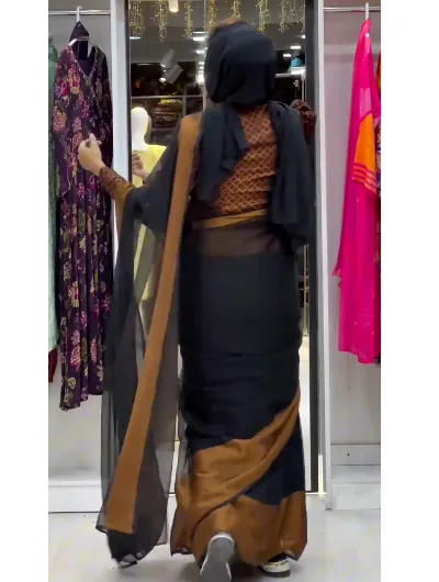 Black 10 Second Saree Ethnic Gown Stitched Blouse