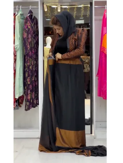 Black 10 Second Saree Ethnic Gown Stitched Blouse