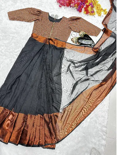 Black 10 Second Saree Ethnic Gown Stitched Blouse