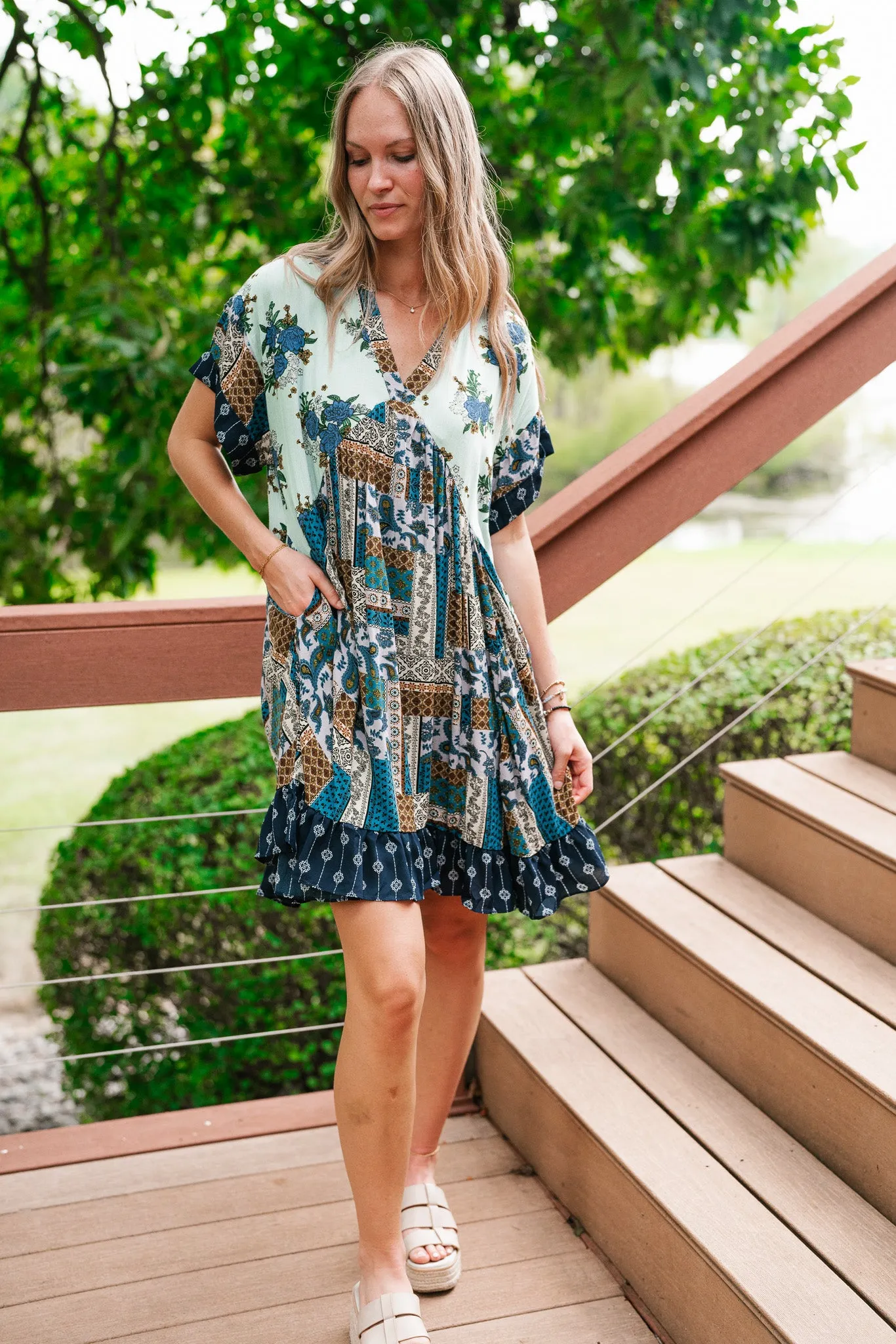 Blossoms of Belief Patterned Mini Dress