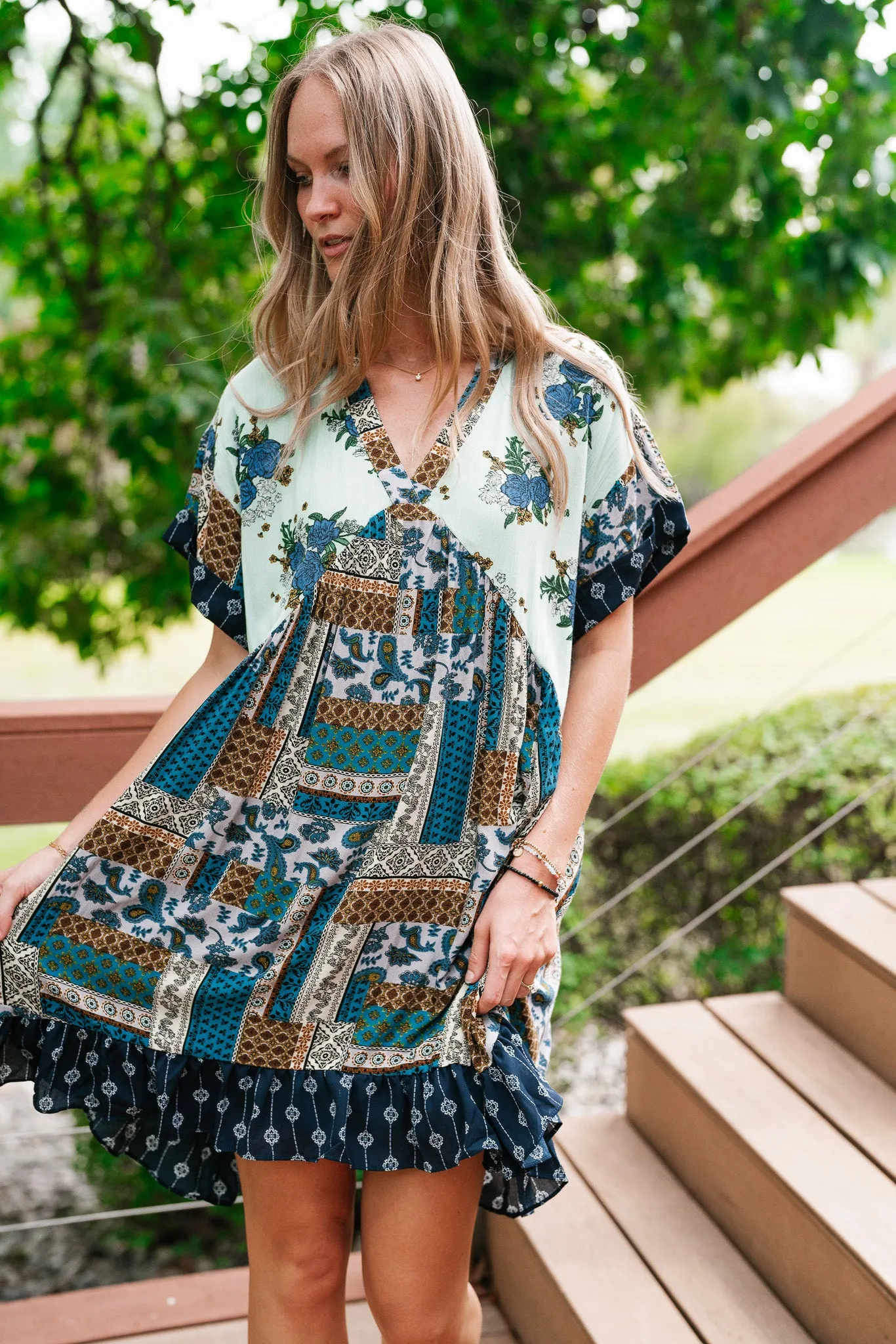 Blossoms of Belief Patterned Mini Dress