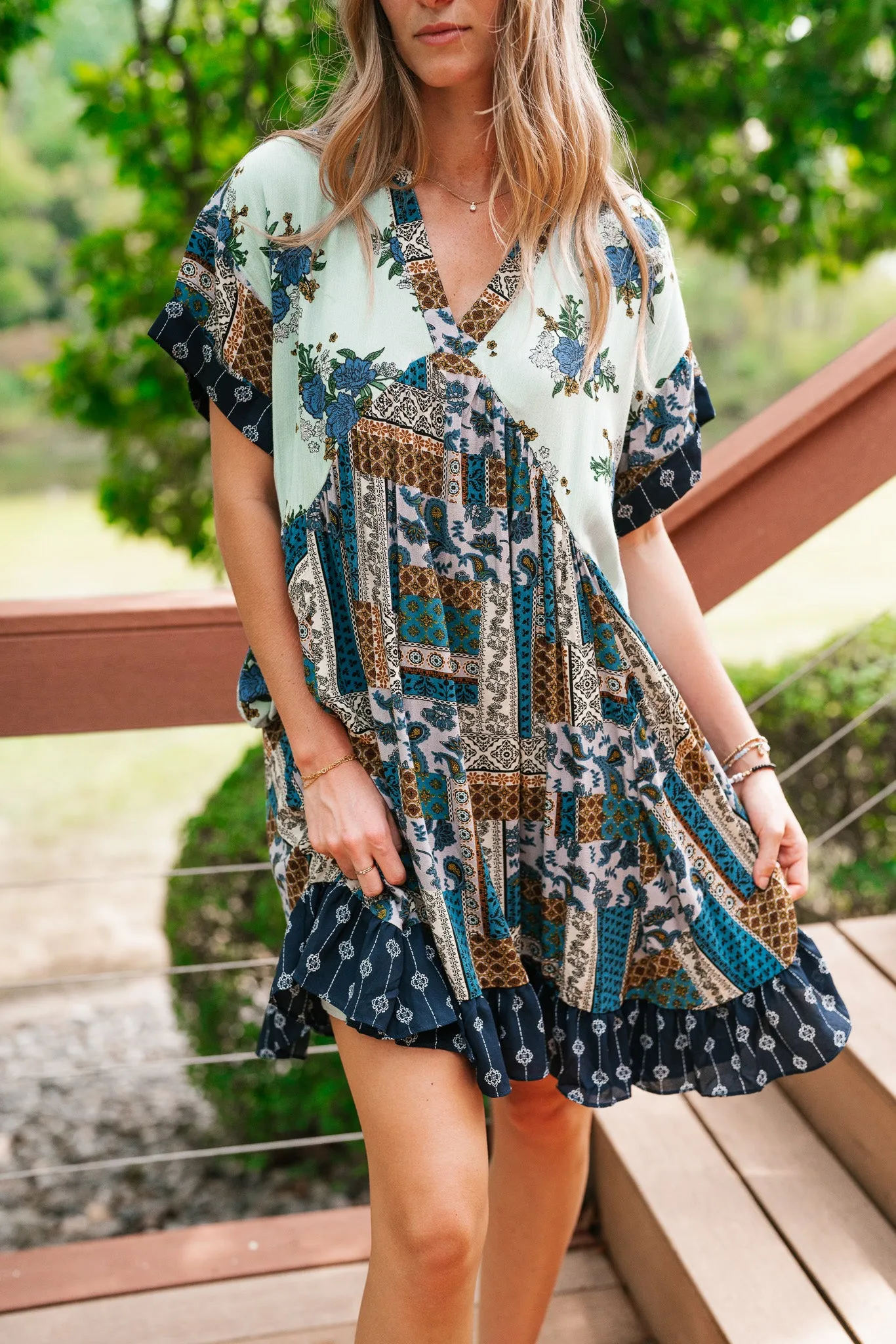 Blossoms of Belief Patterned Mini Dress