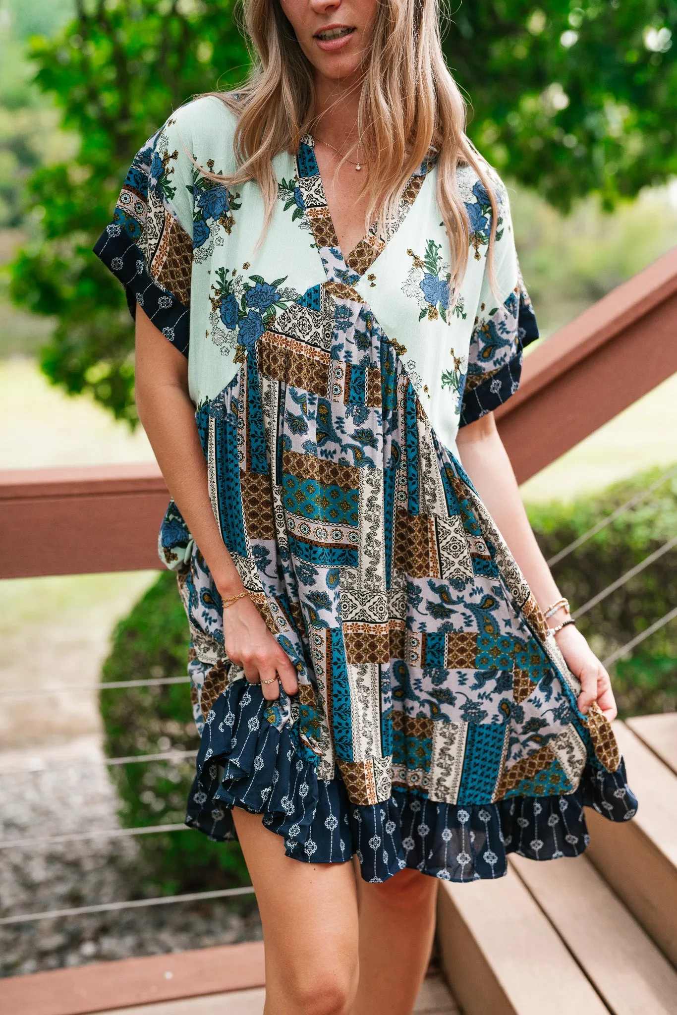Blossoms of Belief Patterned Mini Dress