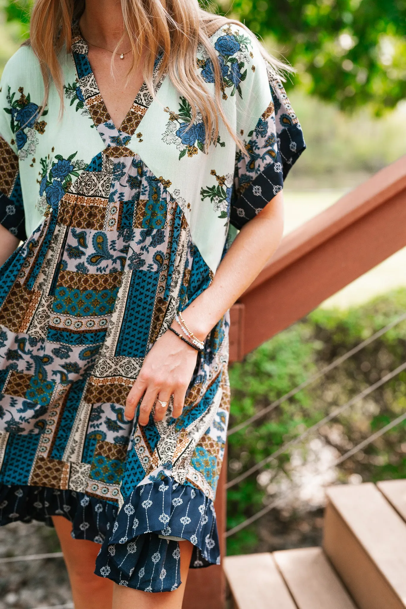 Blossoms of Belief Patterned Mini Dress