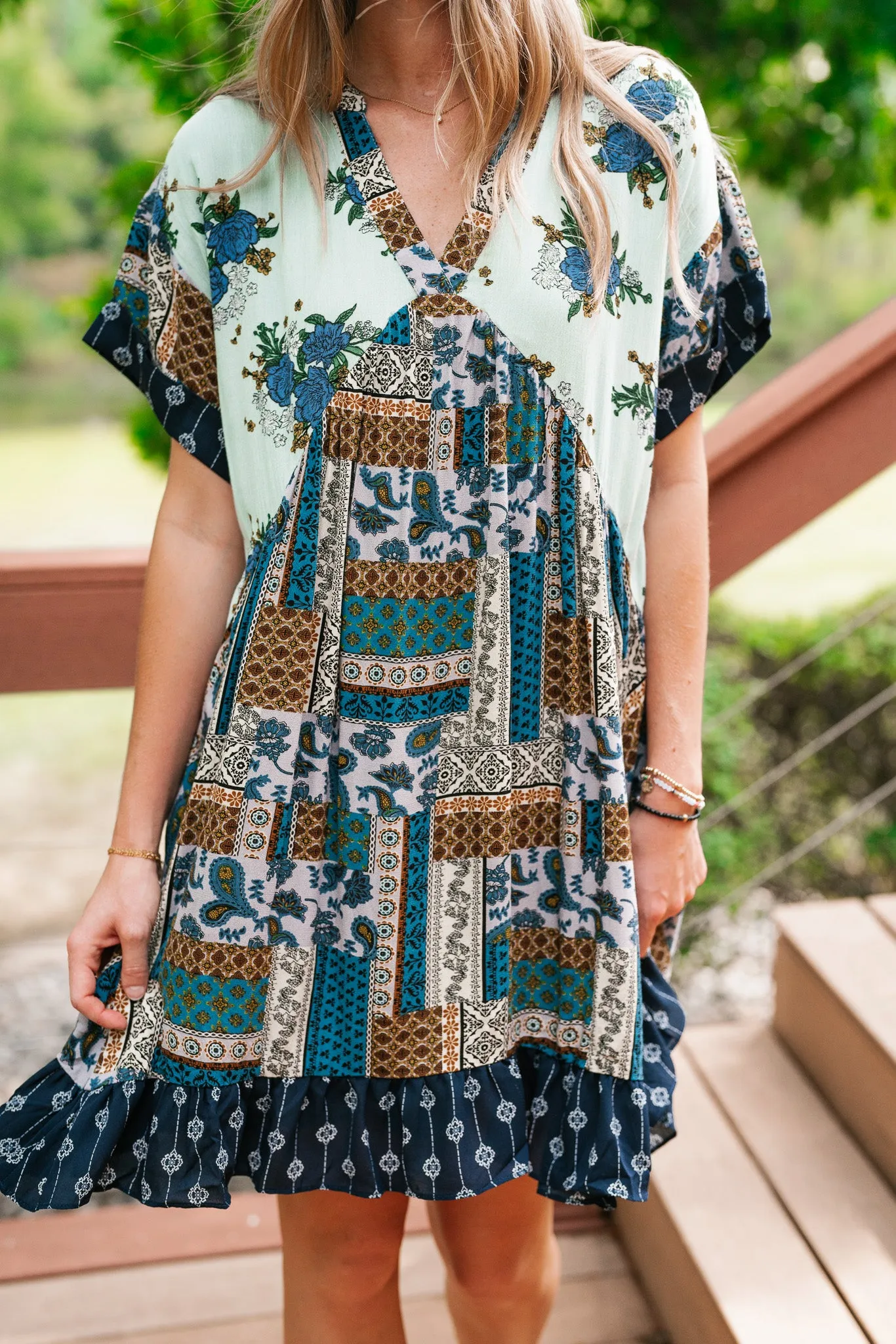 Blossoms of Belief Patterned Mini Dress