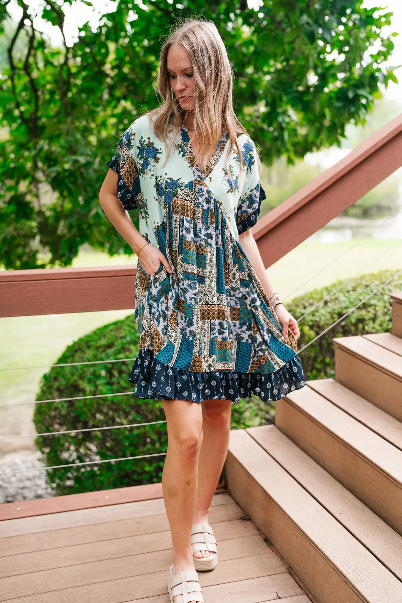 Blossoms of Belief Patterned Mini Dress