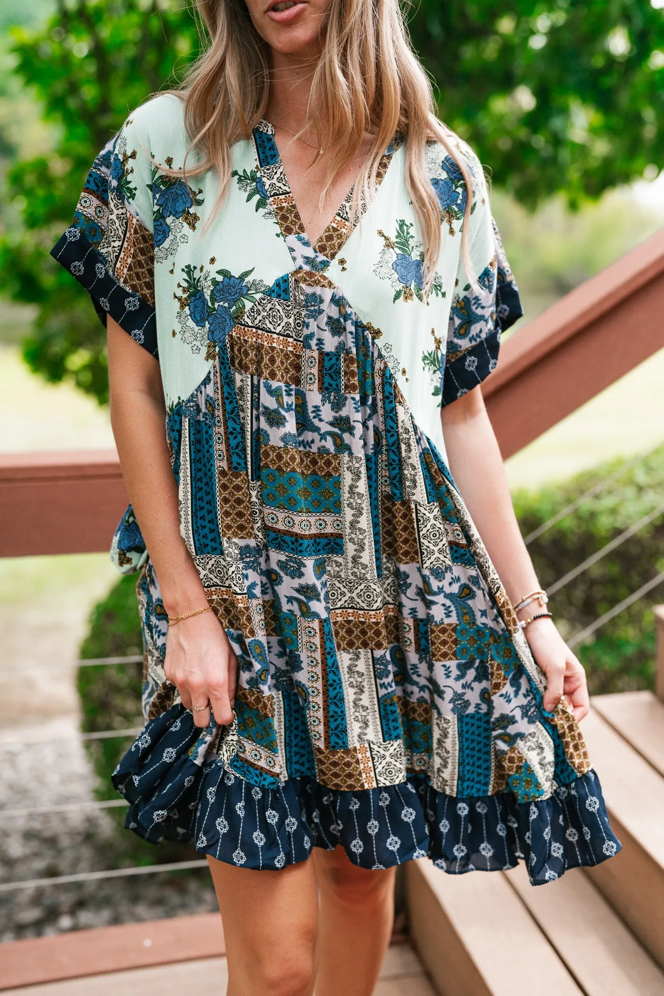 Blossoms of Belief Patterned Mini Dress