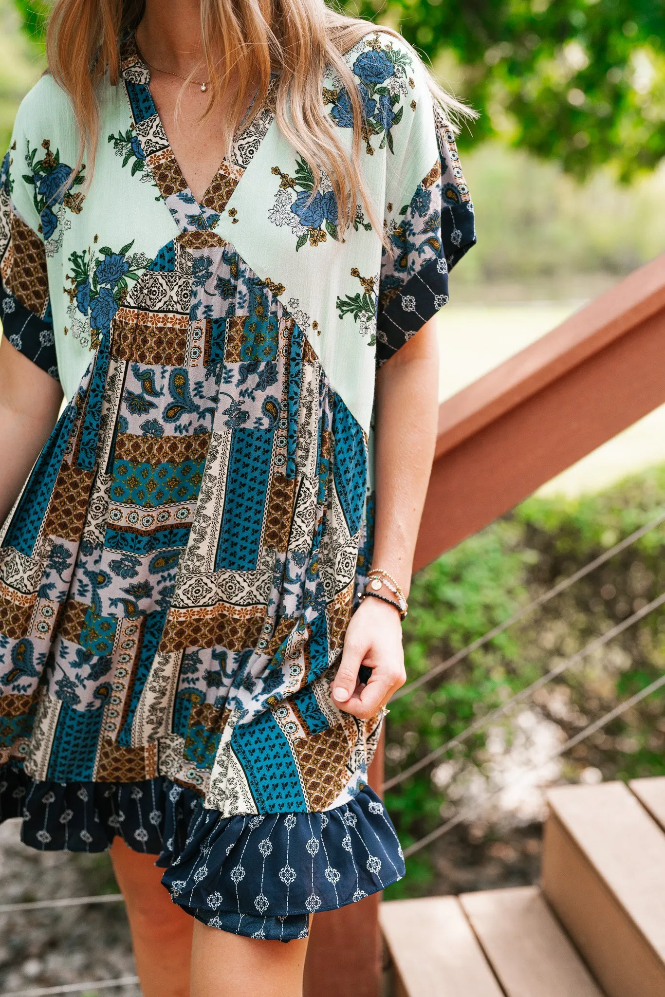 Blossoms of Belief Patterned Mini Dress