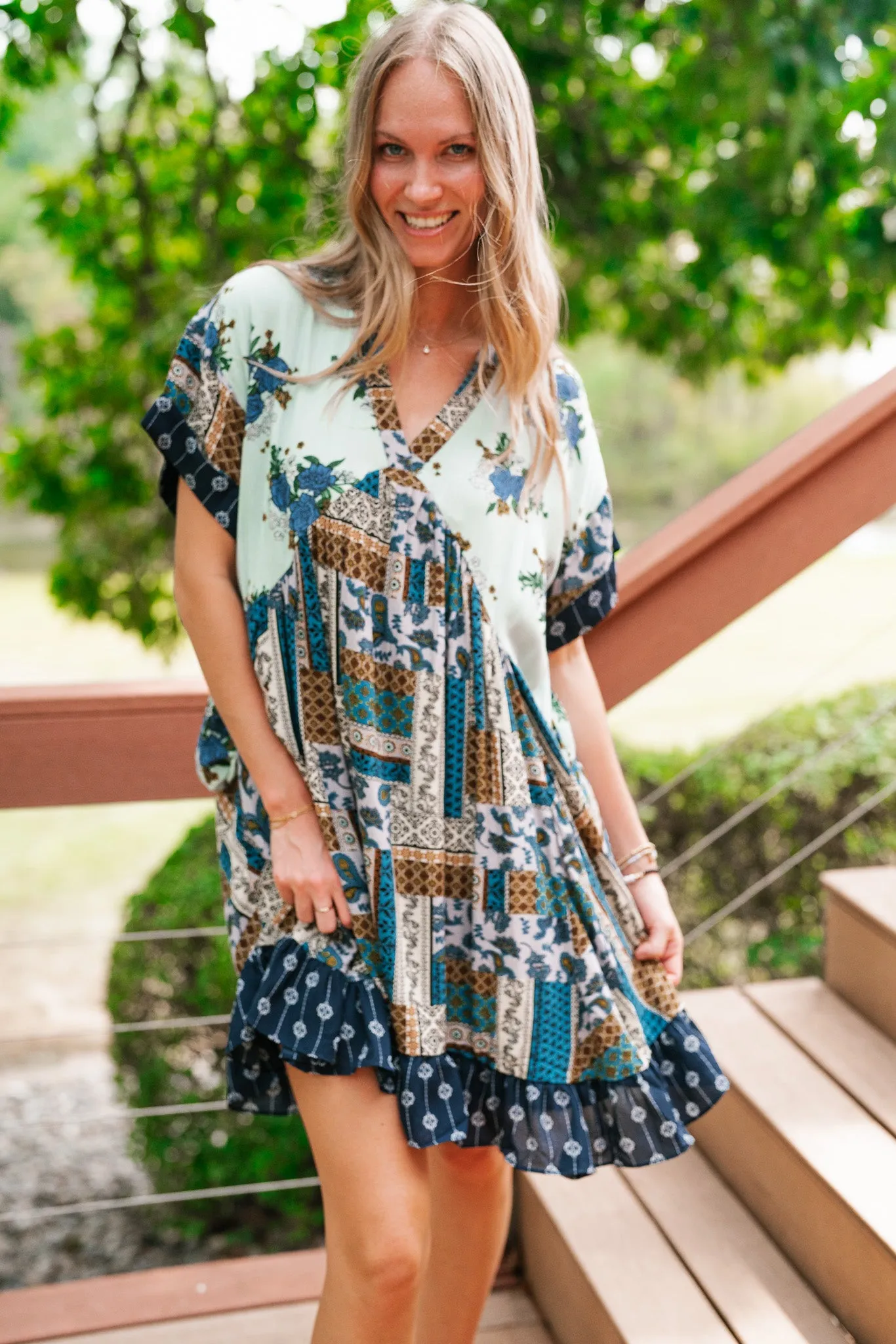 Blossoms of Belief Patterned Mini Dress