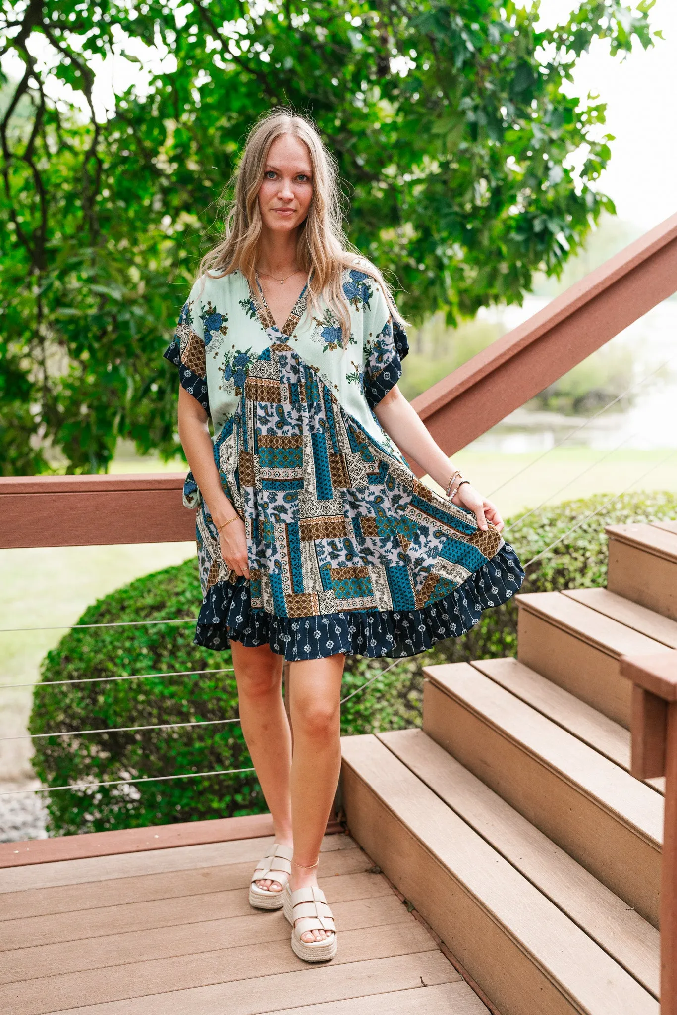 Blossoms of Belief Patterned Mini Dress