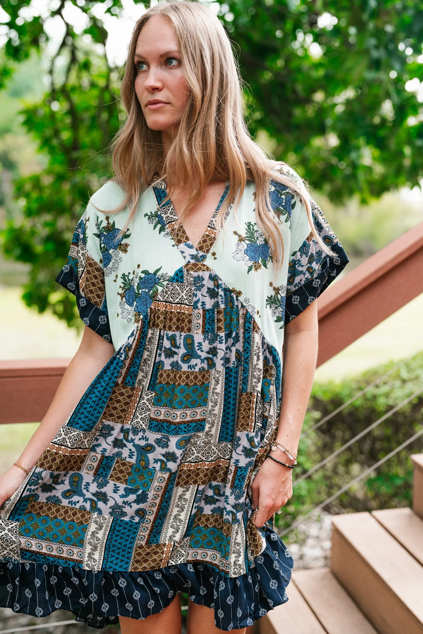 Blossoms of Belief Patterned Mini Dress