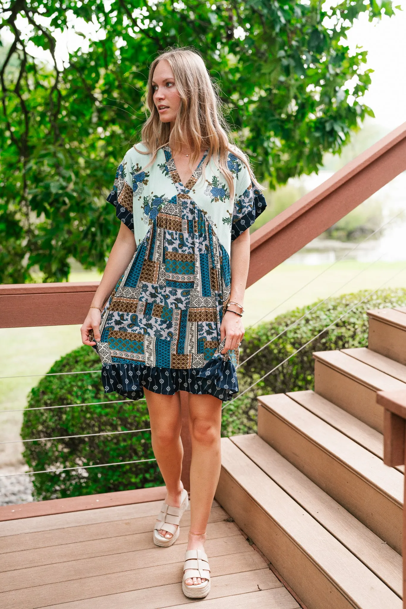 Blossoms of Belief Patterned Mini Dress