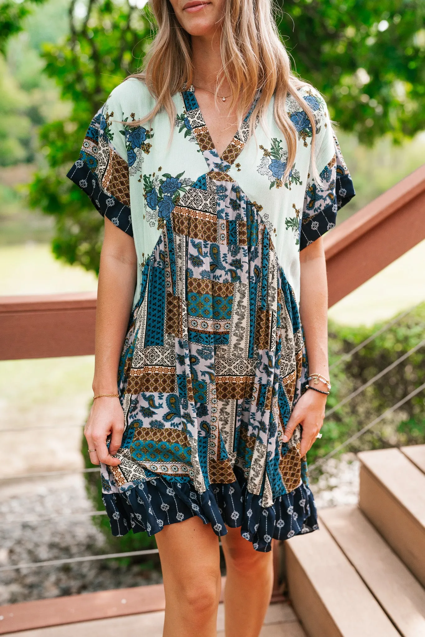 Blossoms of Belief Patterned Mini Dress