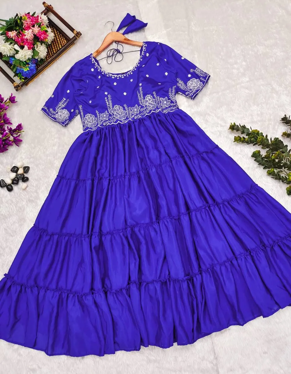 BLUE ROSE EMBROIDERY GOWN