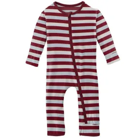 Boy's Print Bamboo Coverall with Zipper - Playground Stripe