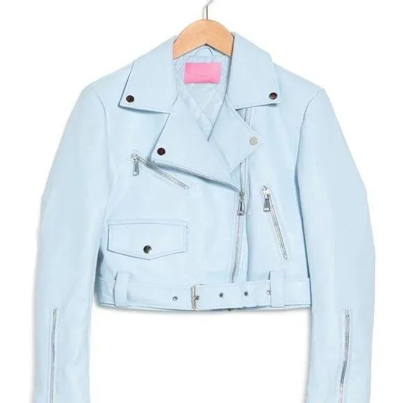 Callie Baby: Azalea Wang Blue Powder Moto Jacket LARGE