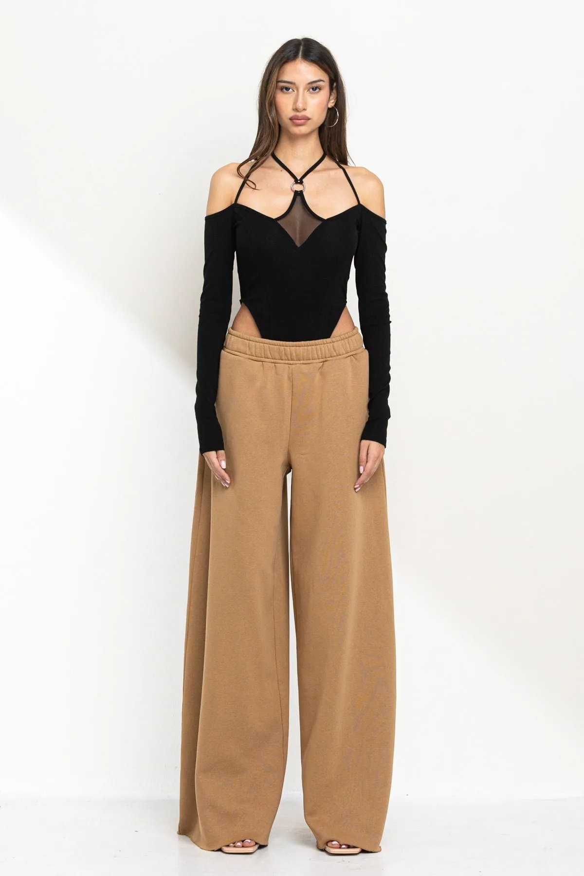 CASUAL WIDE LEG FLEECE SWEATPANT