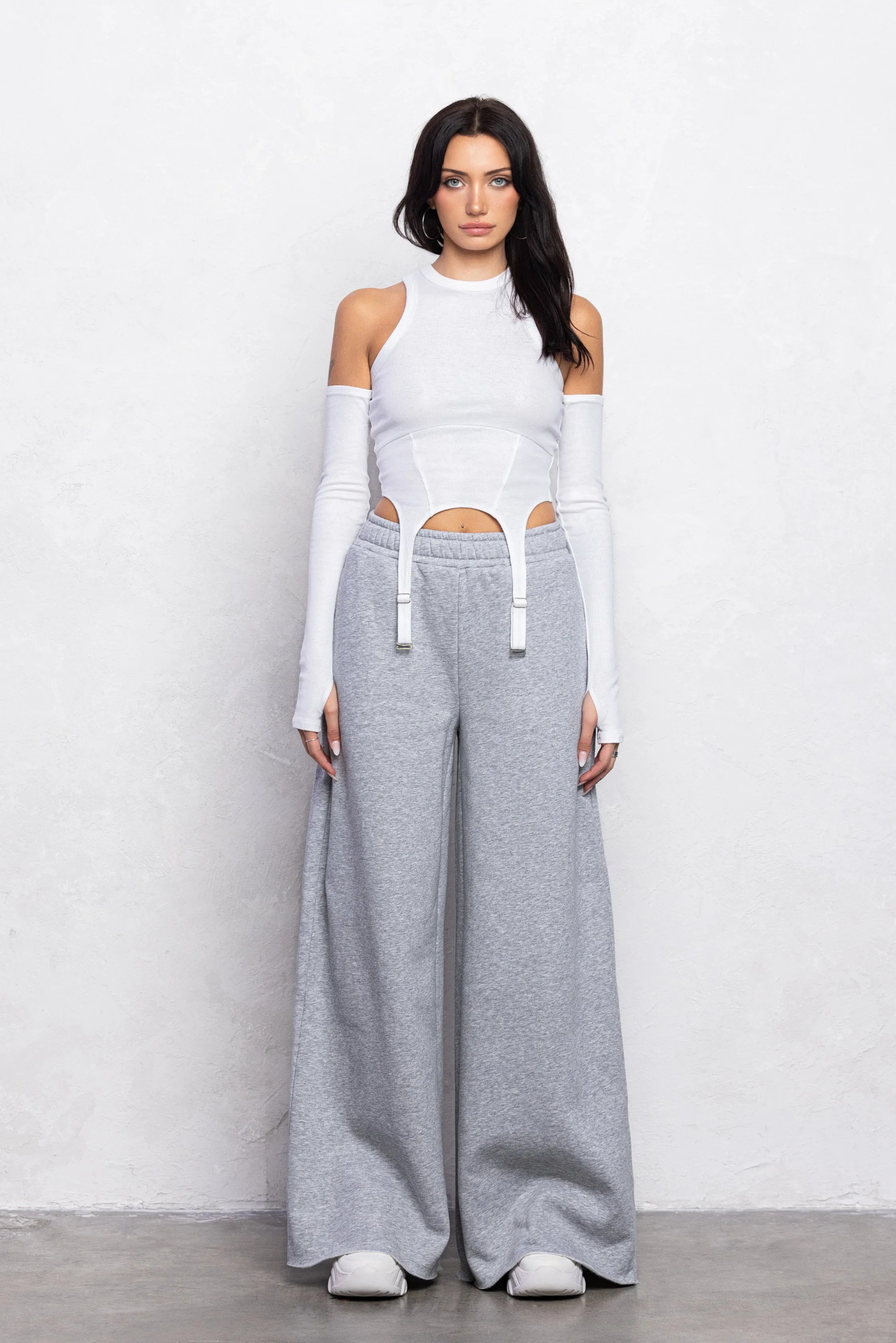 CASUAL WIDE LEG FLEECE SWEATPANT