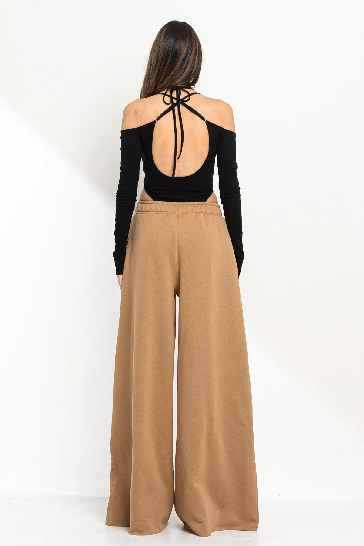 CASUAL WIDE LEG FLEECE SWEATPANT