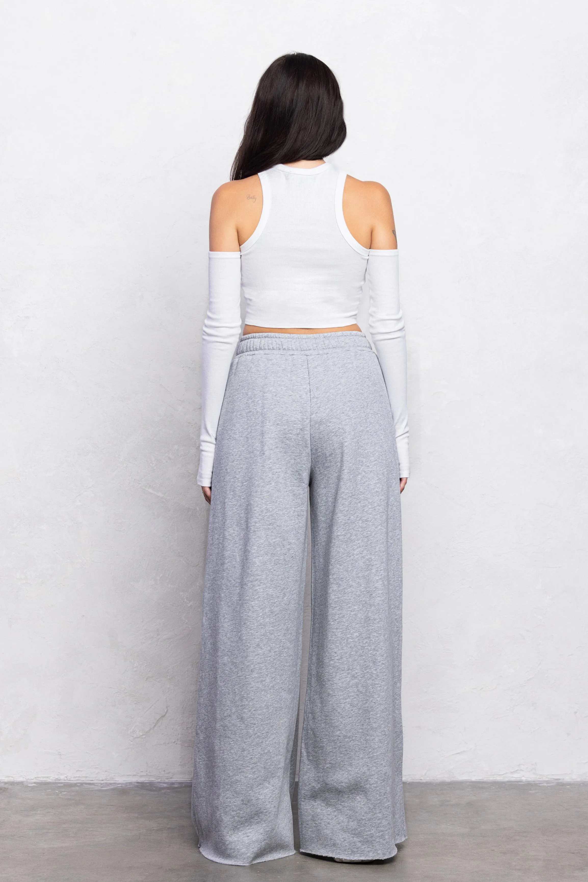 CASUAL WIDE LEG FLEECE SWEATPANT