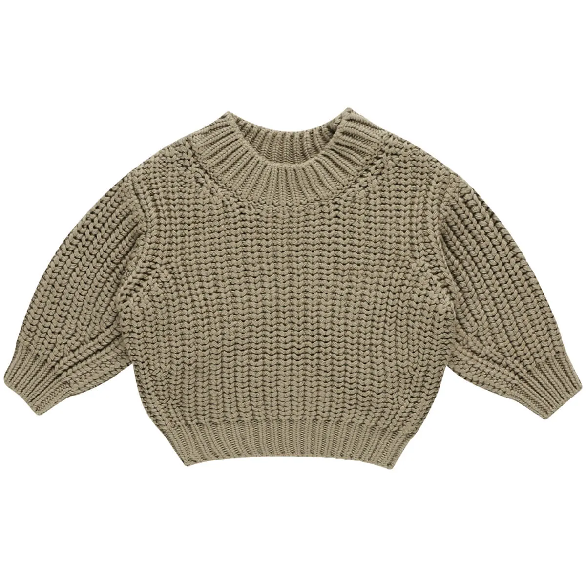 Chunky Knit Sweater in Olive by Quincy Mae