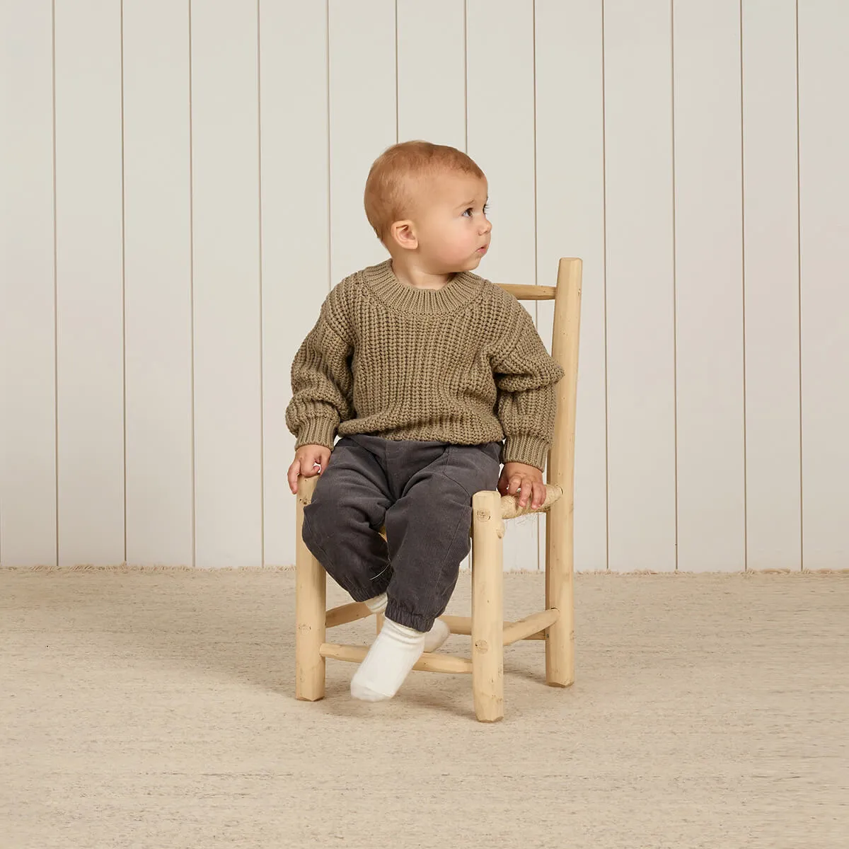 Chunky Knit Sweater in Olive by Quincy Mae