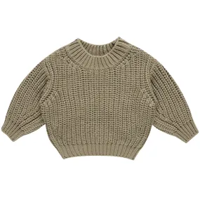 Chunky Knit Sweater in Olive by Quincy Mae