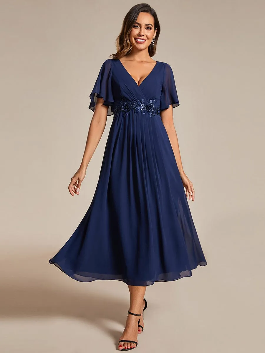 Corrieanne midi Mother of the groom dress in navy Express NZ wide