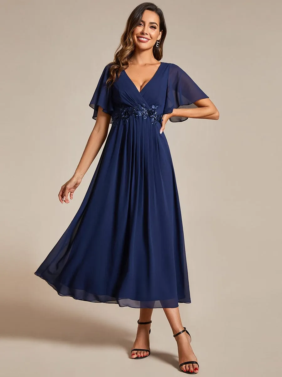 Corrieanne midi Mother of the groom dress in navy Express NZ wide