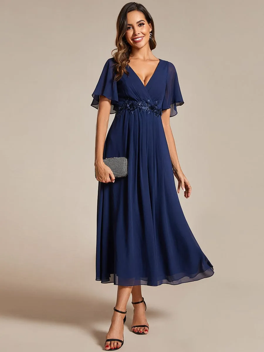 Corrieanne midi Mother of the groom dress in navy Express NZ wide