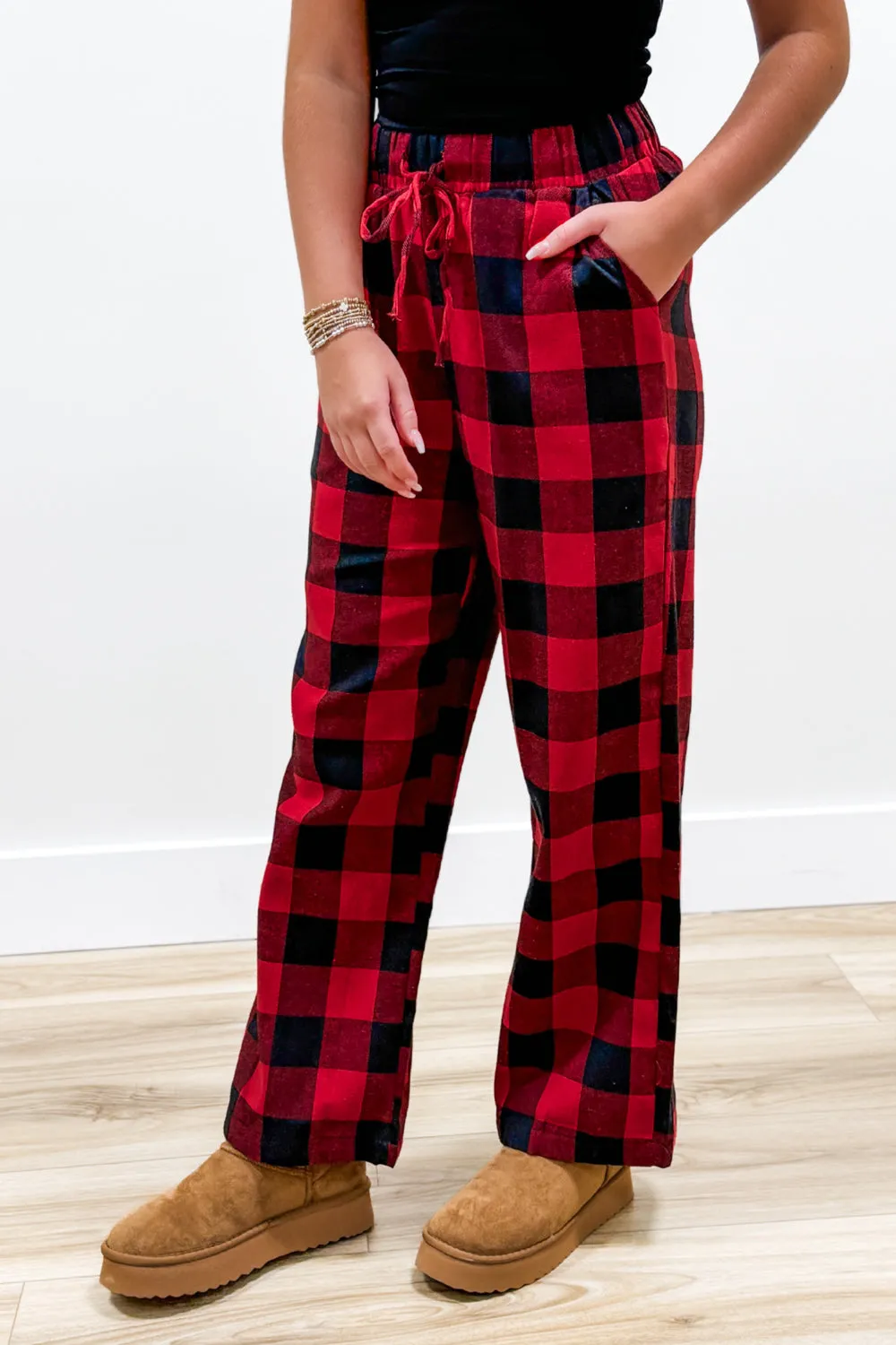 Cozy Dreams Plaid Pajama Pants - Red/Black