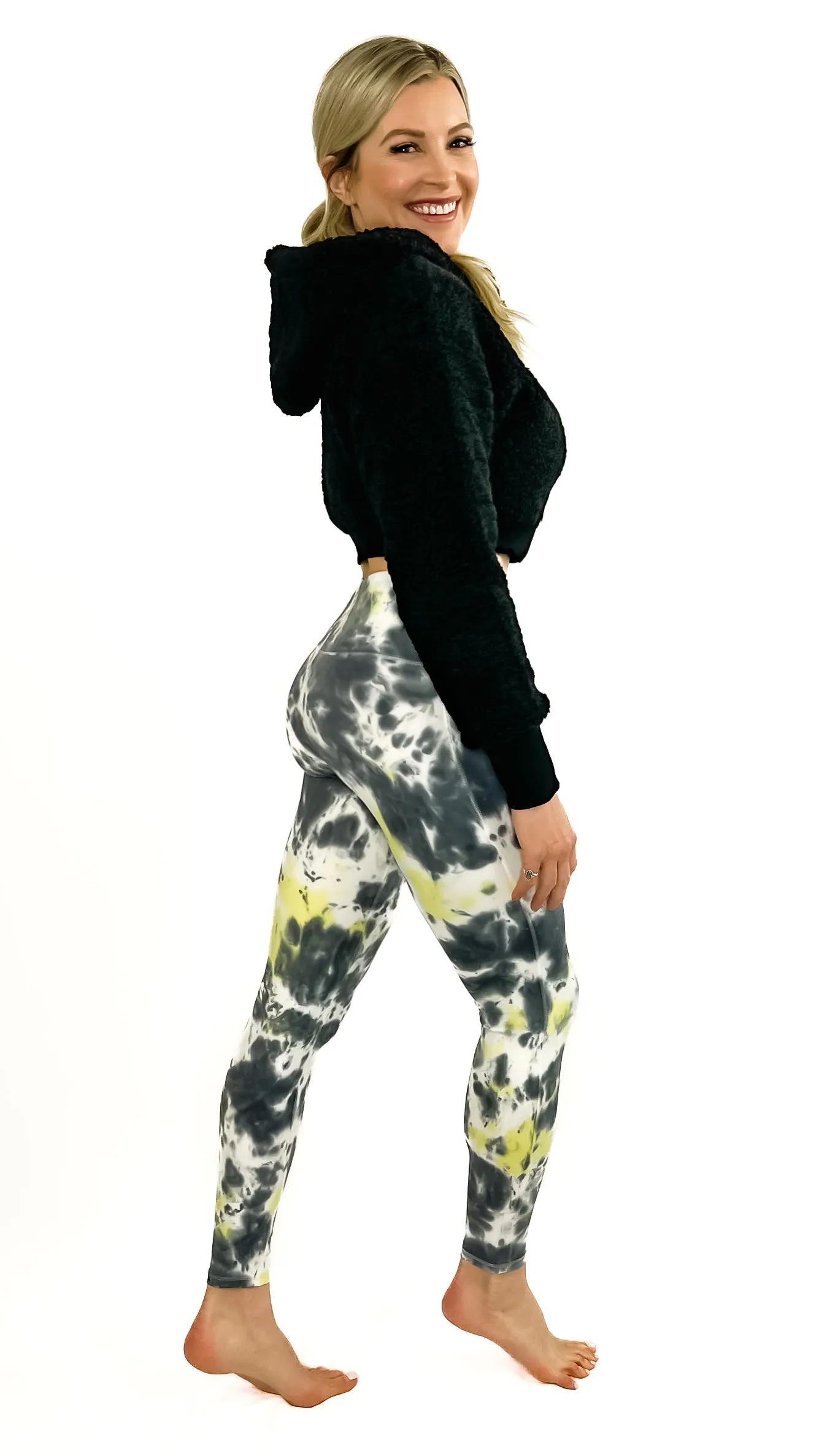 Daphne Hooded Cropped Sherpa Jacket- Black