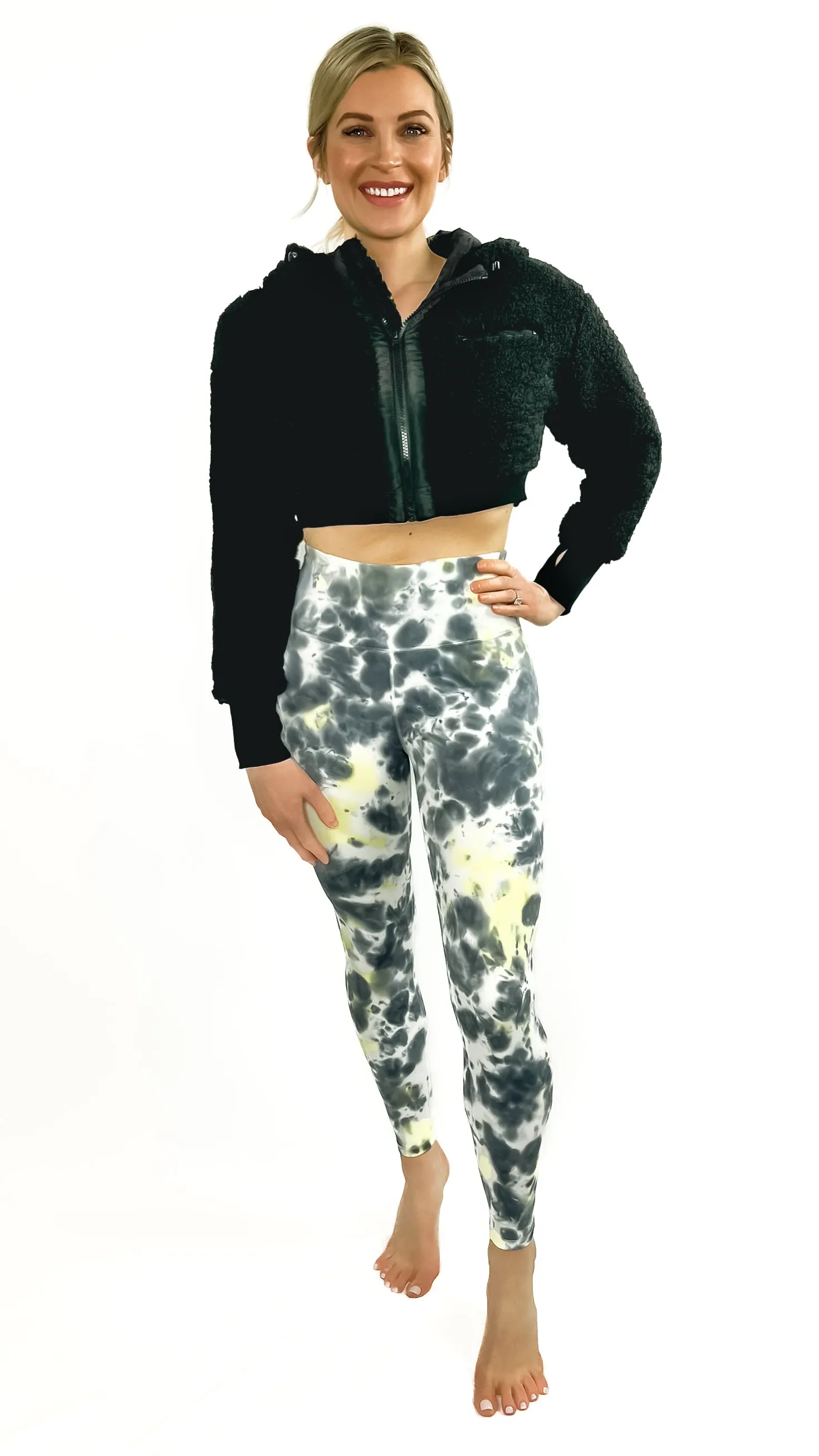 Daphne Hooded Cropped Sherpa Jacket- Black