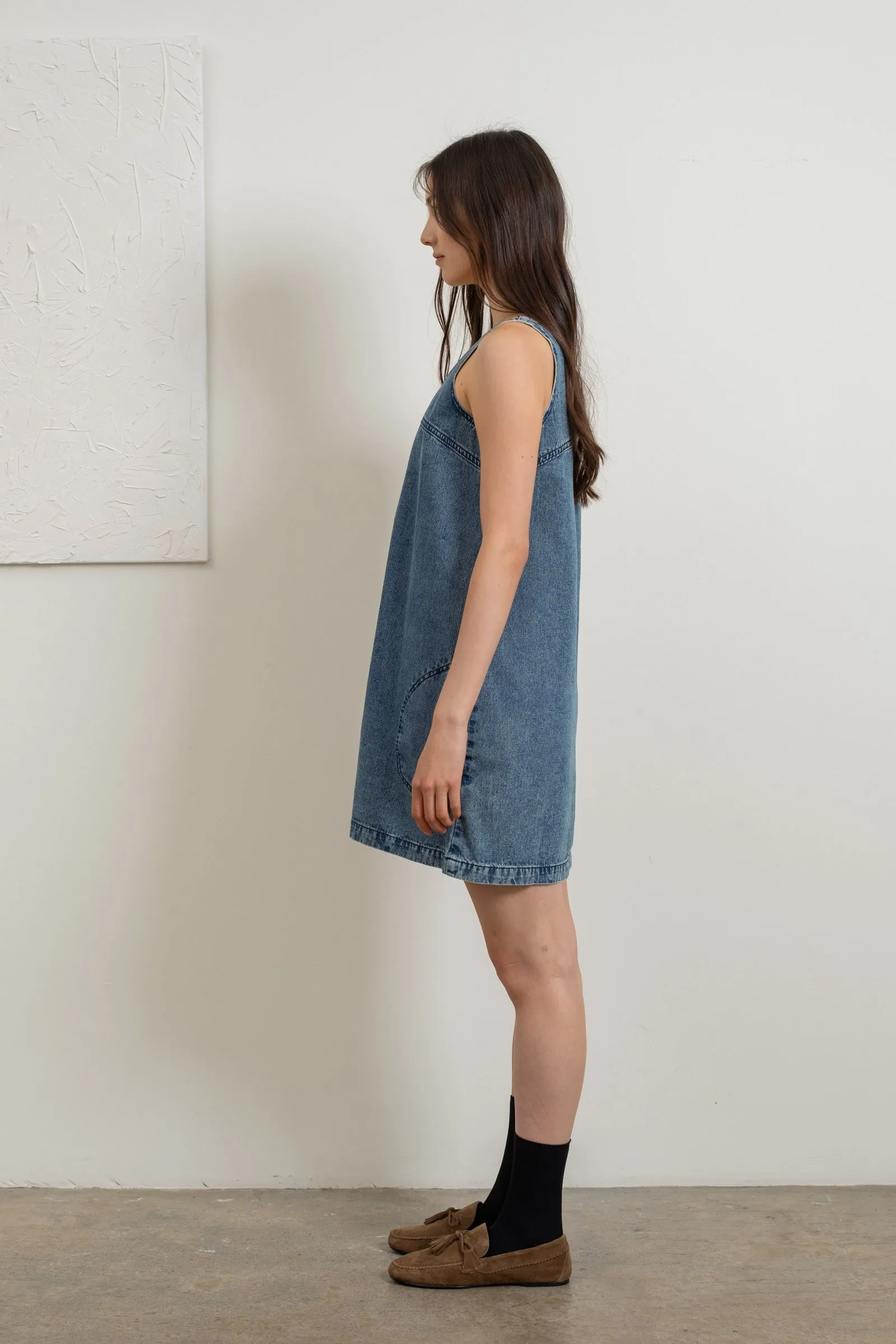 Denim Sleeveless Shift Dress