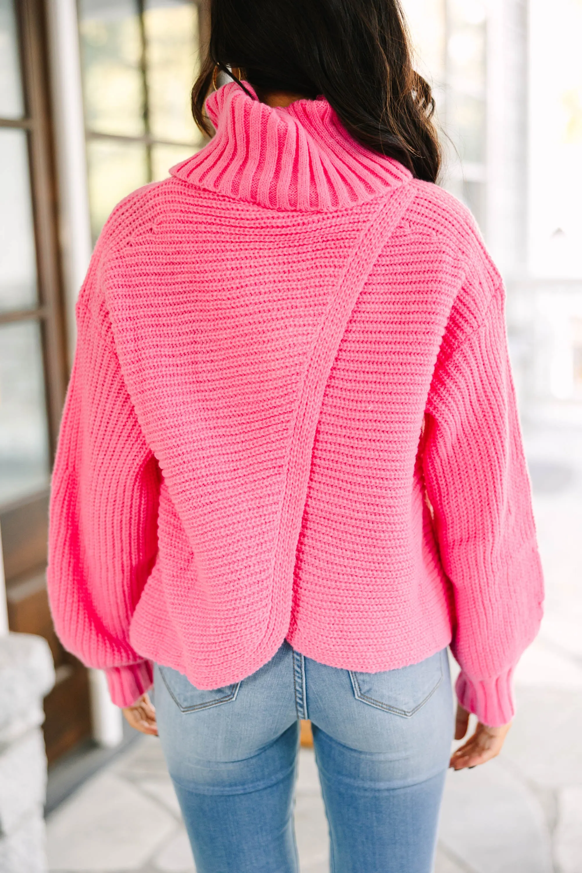 Early To Rise Pink Turtleneck Sweater