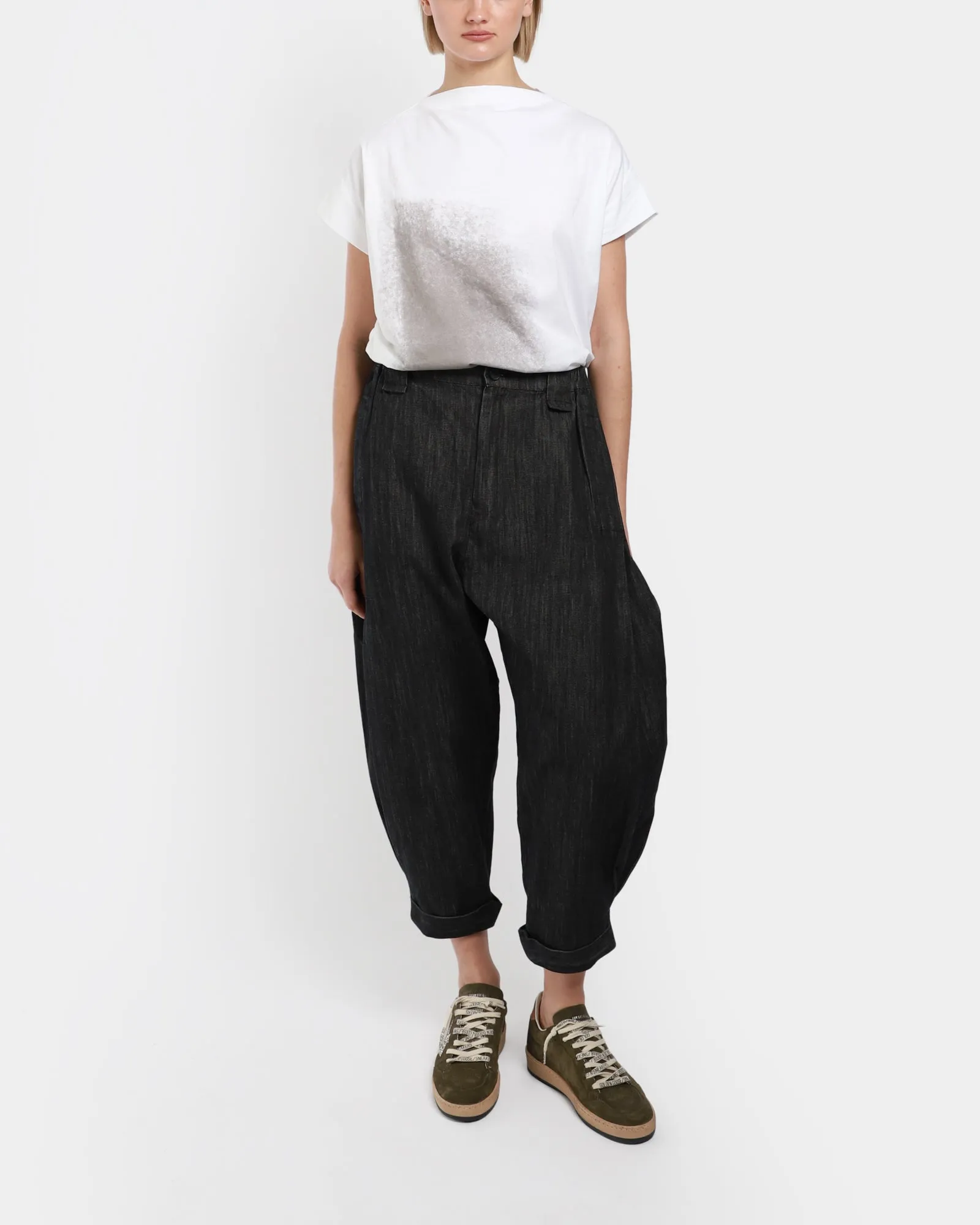 Elastic Denim Pants